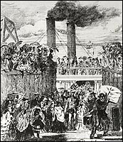 D'apr&egrave;s un croquis de Edward Jump tir&eacute; de l'Opinion publique (29 ao&ucirc;t 1872), Biblioth&egrave;que nationale du Canada, Archives Nationales du Canada, C-59257  