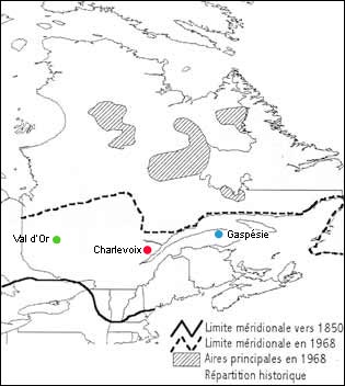 Soci&eacute;t&eacute; de la faune et des parcs du Qu&eacute;bec -  Rapport R. Courtois et coll. 2001 - Changements historiques et r&eacute;partition actuelle du caribou au Qu&eacute;bec